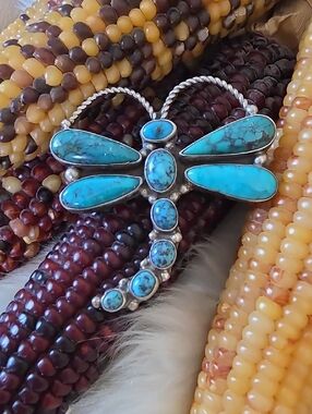 Beautiful Native American Navajo Turquoise & Sterling Dragonfly Brooch 🩵🩶💙